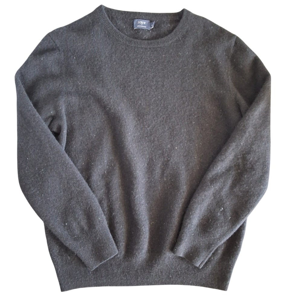 J.Crew L Black 100% Cashmere Crewneck Sweater Solid Knit Cozy Preppy Winter